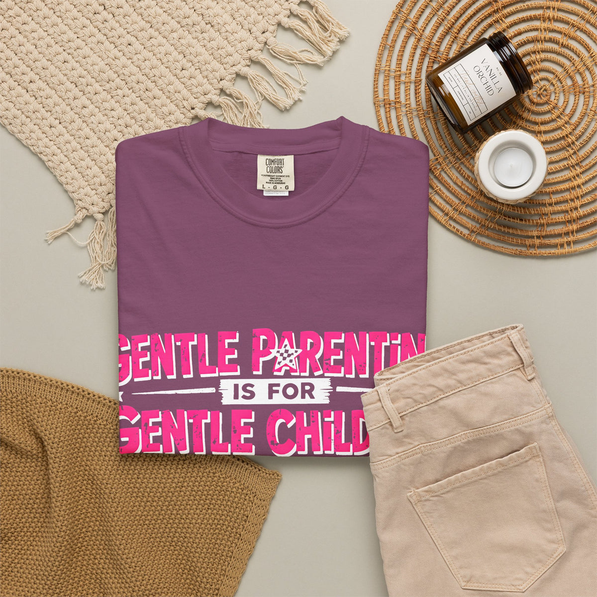 “Gentle Parenting Is For Gentle Children” Graphic T-Shirt — Pink Retro Lightning Parenting Tee-Comfort colors
