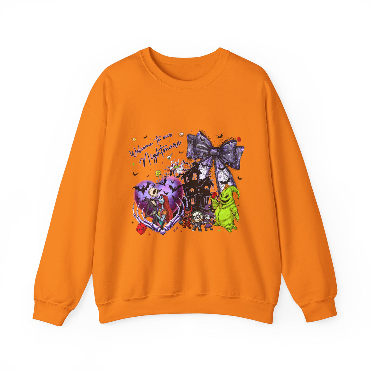 Nightmare Crewneck Sweatshirt — Haunted Heart & Monsters Graphic