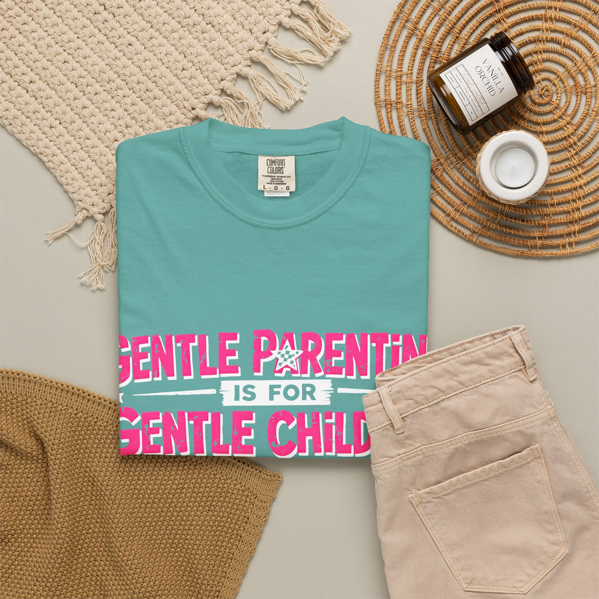 “Gentle Parenting Is For Gentle Children” Graphic T-Shirt — Pink Retro Lightning Parenting Tee-Comfort colors