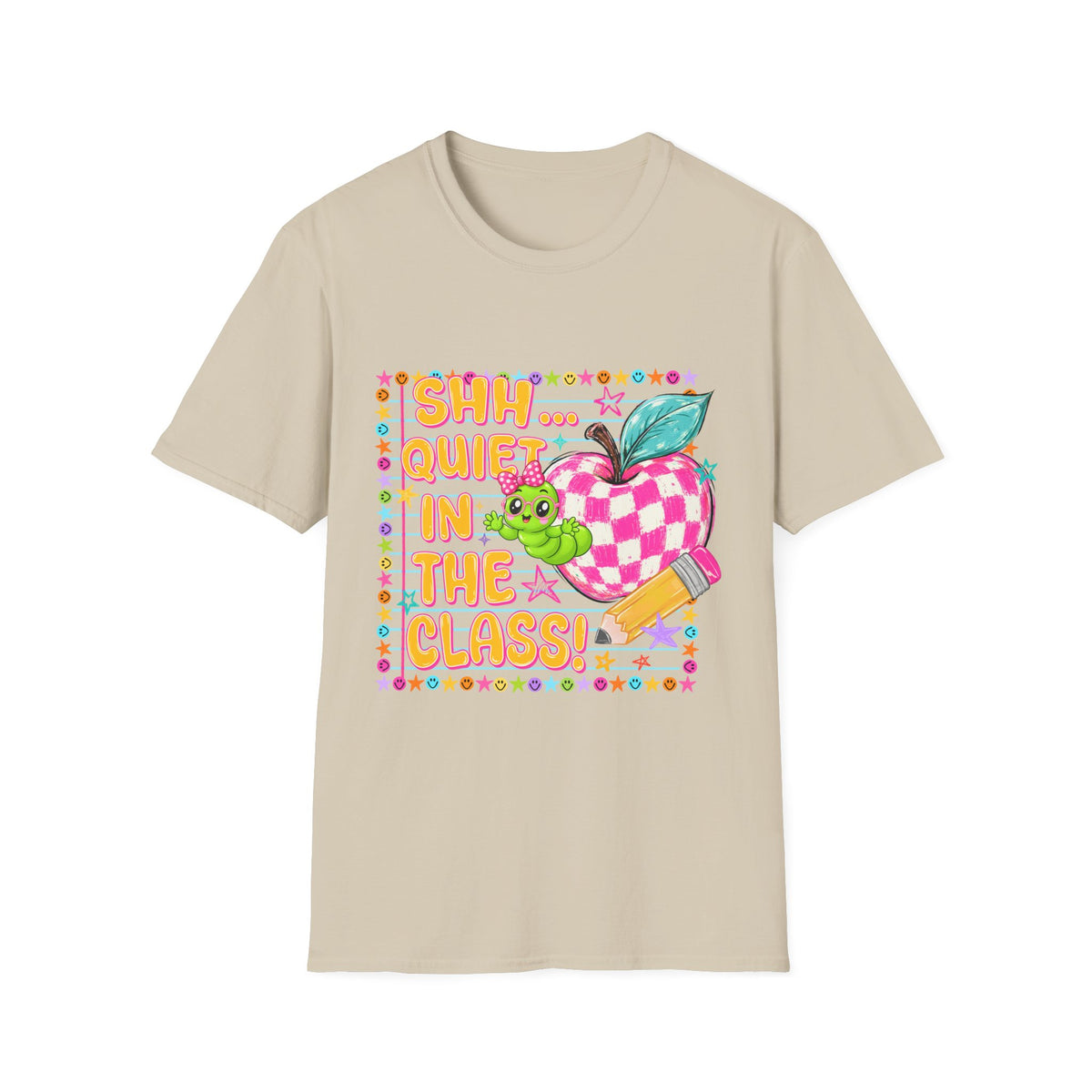 Shh! Quiet In The Class T-Shirt — Cute Classroom Apple Teacher Tee