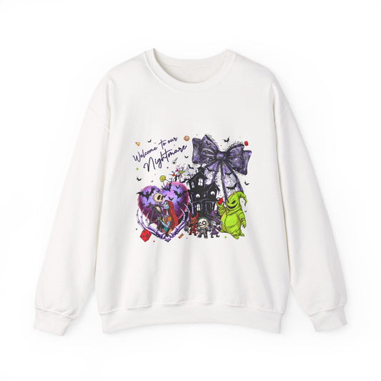 Nightmare Crewneck Sweatshirt — Haunted Heart & Monsters Graphic