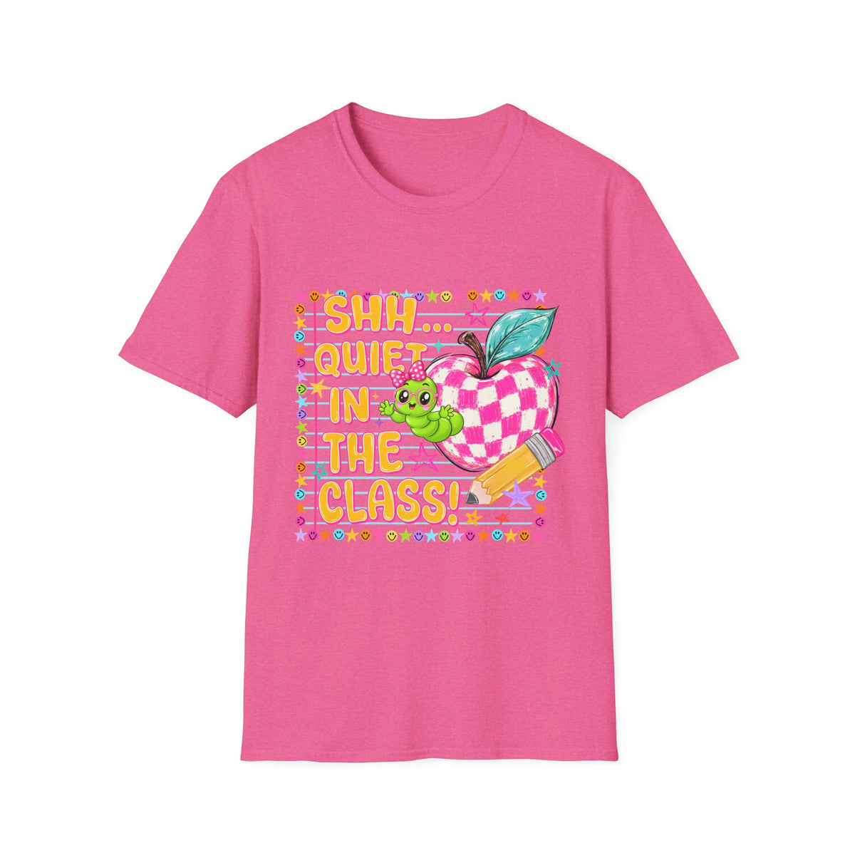 Shh! Quiet In The Class T-Shirt — Cute Classroom Apple Teacher Tee