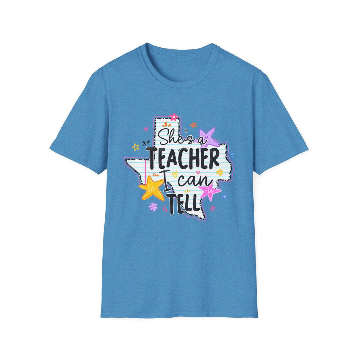 Teacher T-Shirt "She’s a Teacher I Can Tell" – Cute Texas Star Design