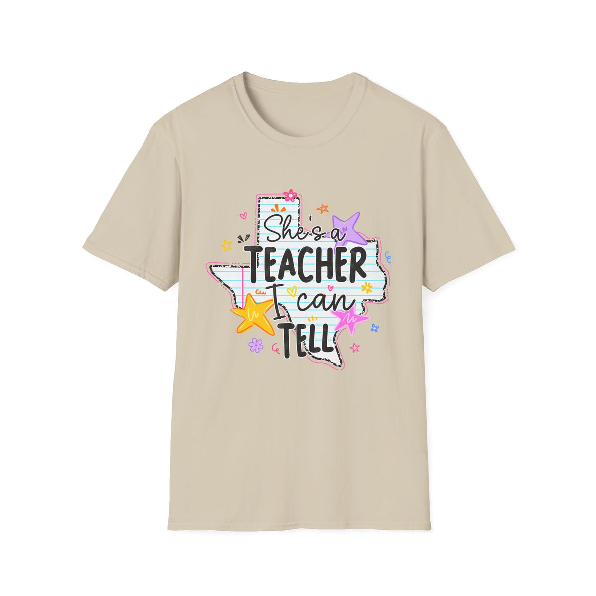 Teacher T-Shirt "She’s a Teacher I Can Tell" – Cute Texas Star Design