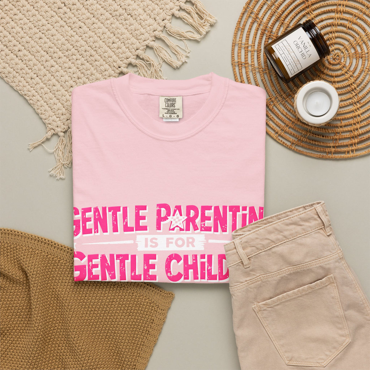 “Gentle Parenting Is For Gentle Children” Graphic T-Shirt — Pink Retro Lightning Parenting Tee-Comfort colors