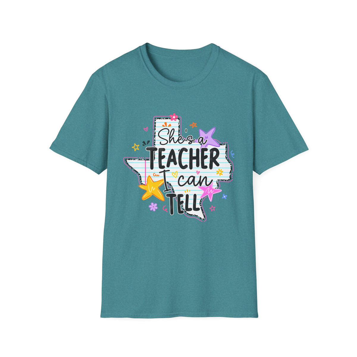 Teacher T-Shirt "She’s a Teacher I Can Tell" – Cute Texas Star Design
