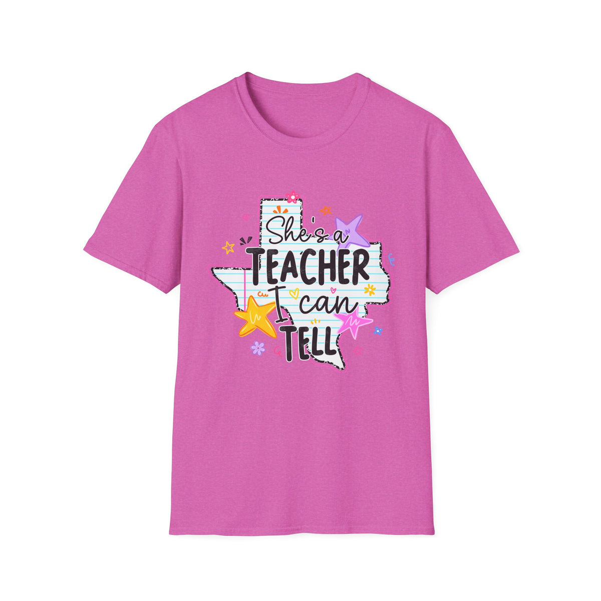 Teacher T-Shirt "She’s a Teacher I Can Tell" – Cute Texas Star Design