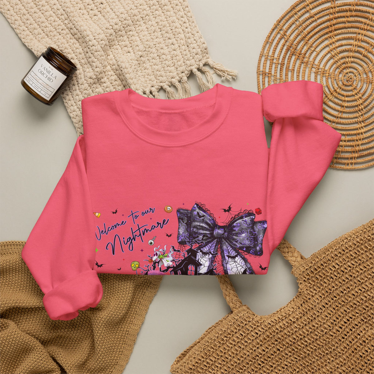 Nightmare Crewneck Sweatshirt — Haunted Heart & Monsters Graphic