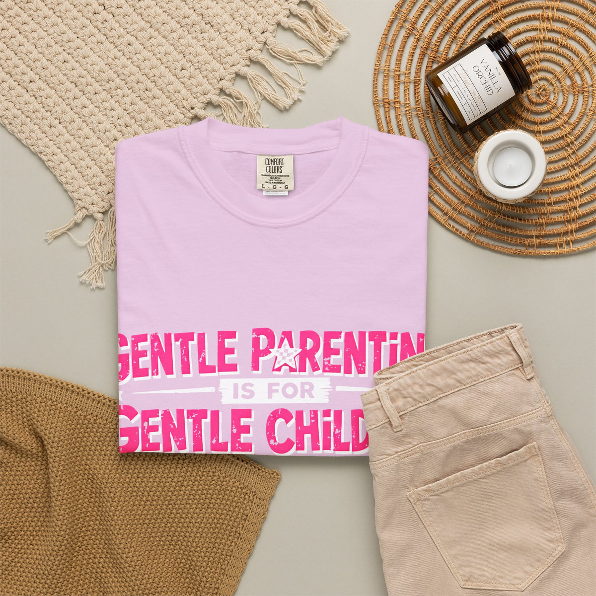 “Gentle Parenting Is For Gentle Children” Graphic T-Shirt — Pink Retro Lightning Parenting Tee-Comfort colors