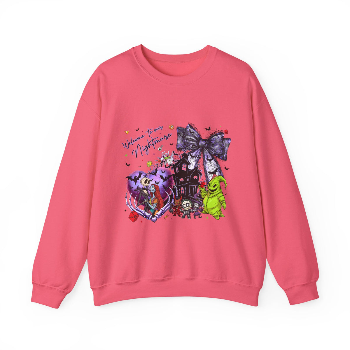 Nightmare Crewneck Sweatshirt — Haunted Heart & Monsters Graphic