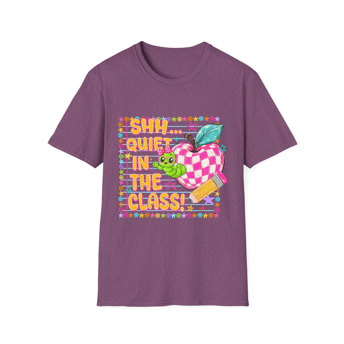 Shh! Quiet In The Class T-Shirt — Cute Classroom Apple Teacher Tee
