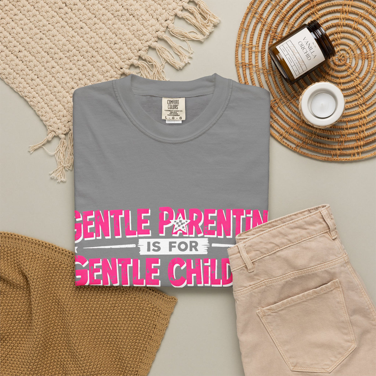 “Gentle Parenting Is For Gentle Children” Graphic T-Shirt — Pink Retro Lightning Parenting Tee-Comfort colors