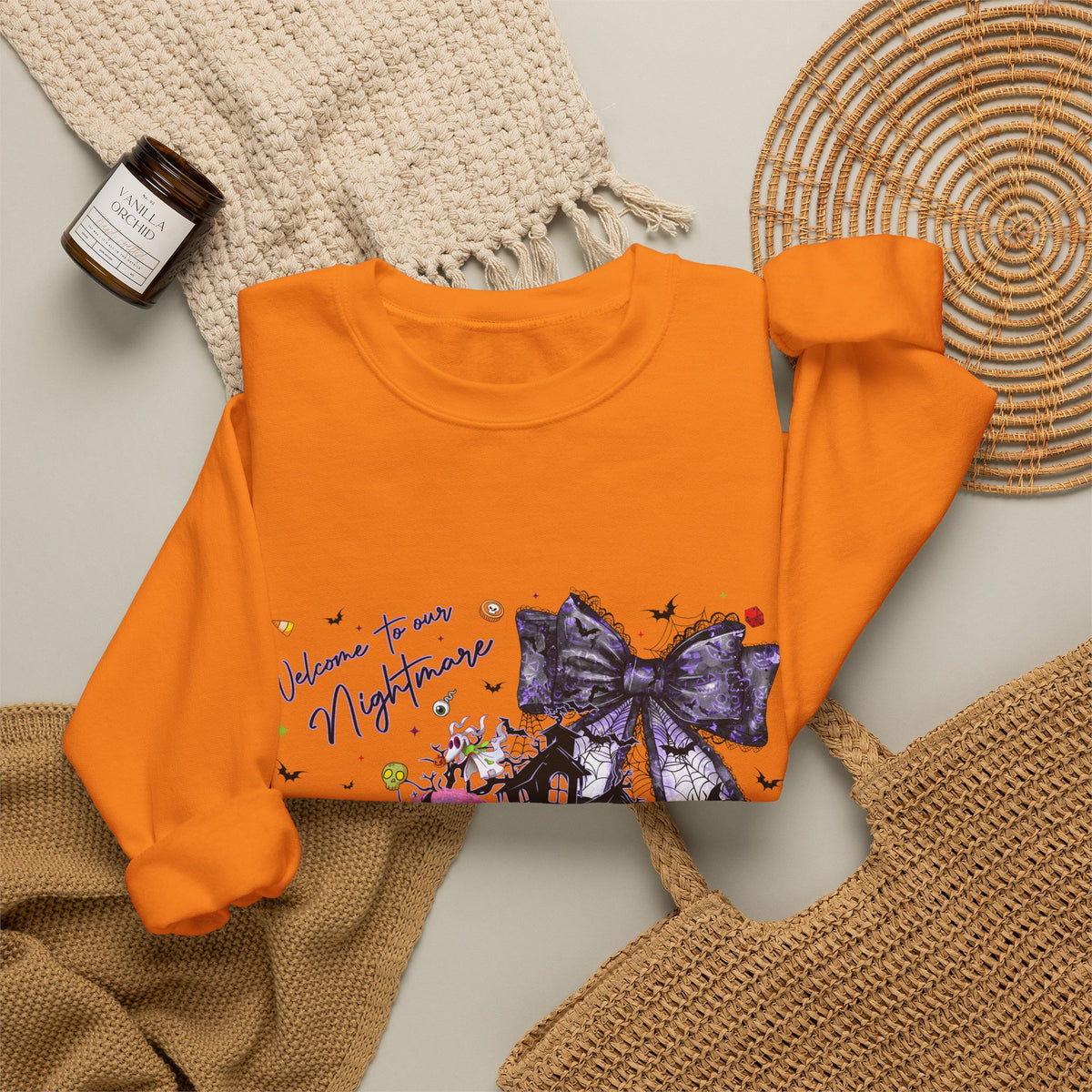 Nightmare Crewneck Sweatshirt — Haunted Heart & Monsters Graphic