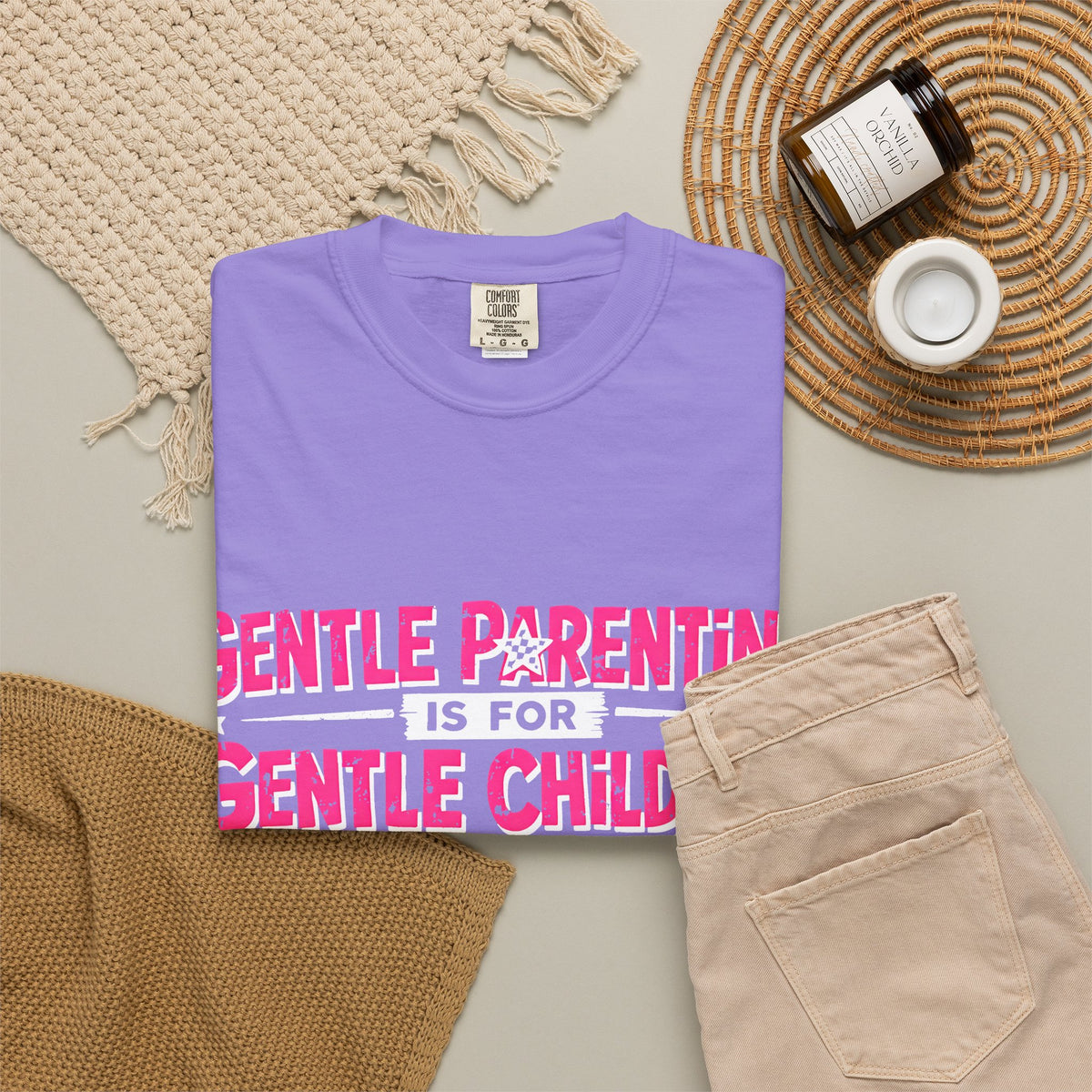 “Gentle Parenting Is For Gentle Children” Graphic T-Shirt — Pink Retro Lightning Parenting Tee-Comfort colors