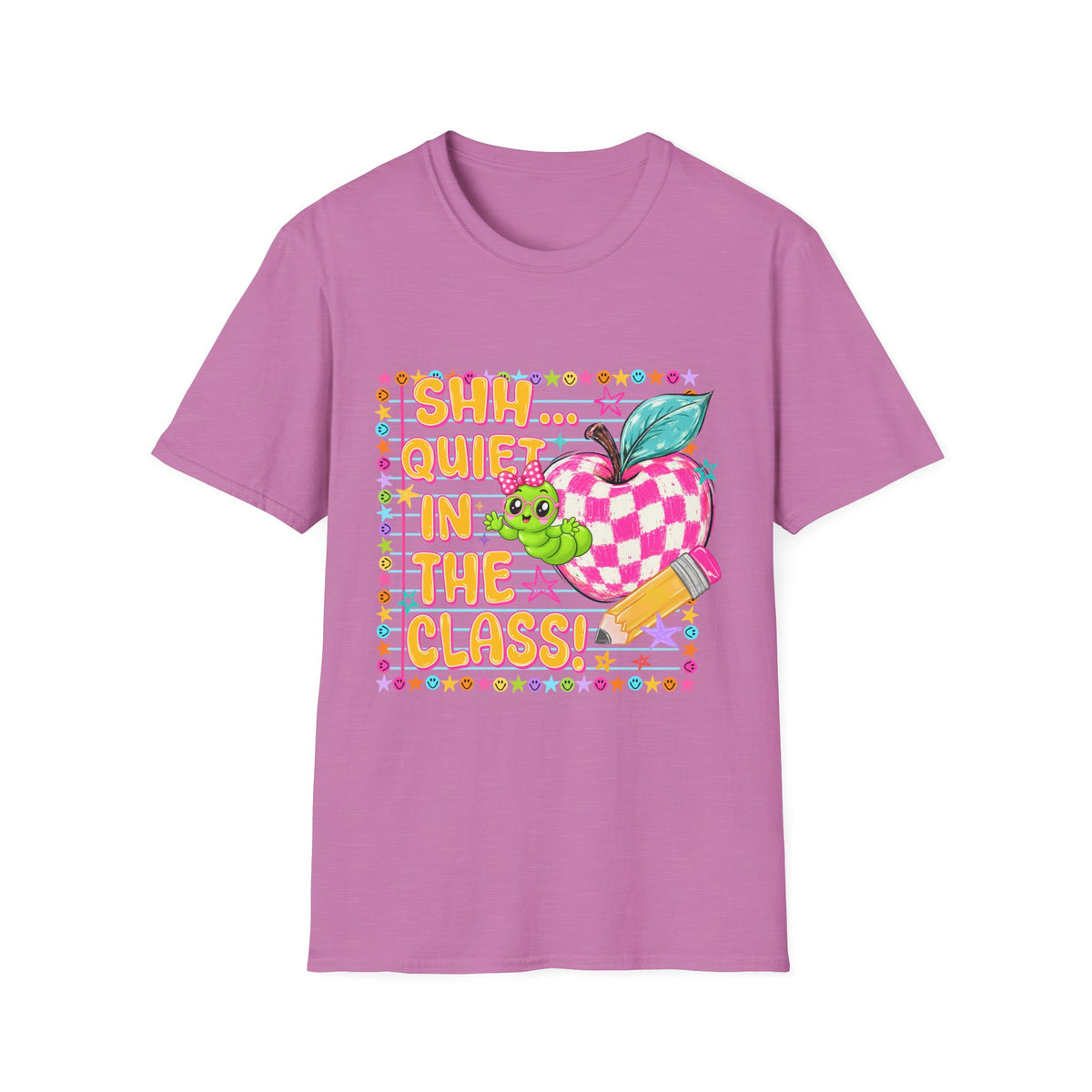 Shh! Quiet In The Class T-Shirt — Cute Classroom Apple Teacher Tee