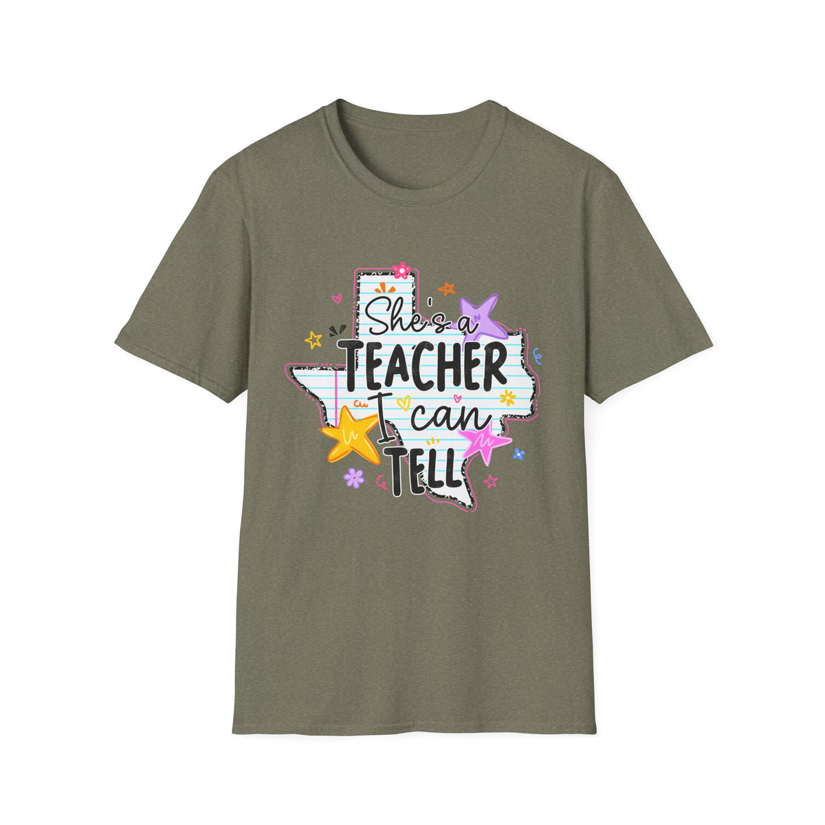 Teacher T-Shirt "She’s a Teacher I Can Tell" – Cute Texas Star Design