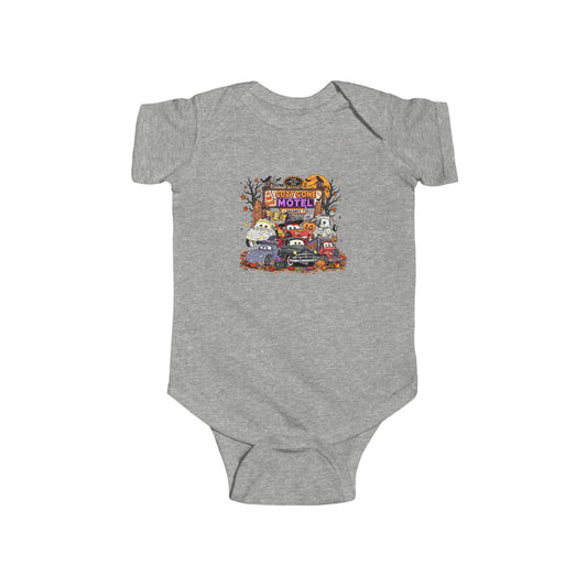 Retro Roadside Motel Infant Bodysuit — Vintage Car & Neon Sign Baby Tee