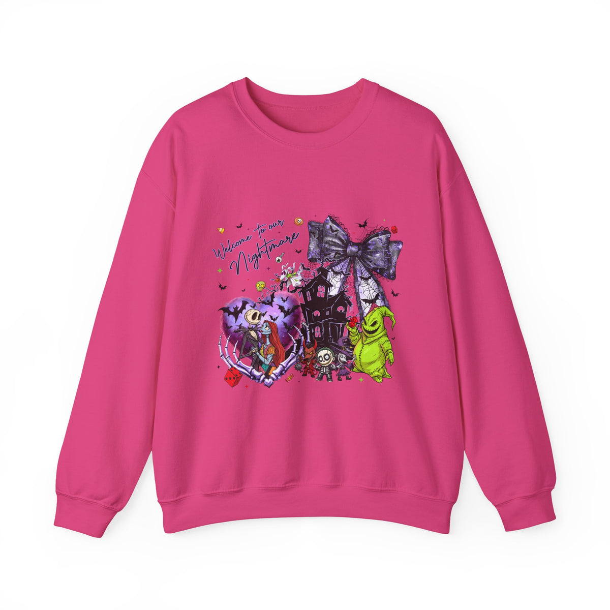 Nightmare Crewneck Sweatshirt — Haunted Heart & Monsters Graphic