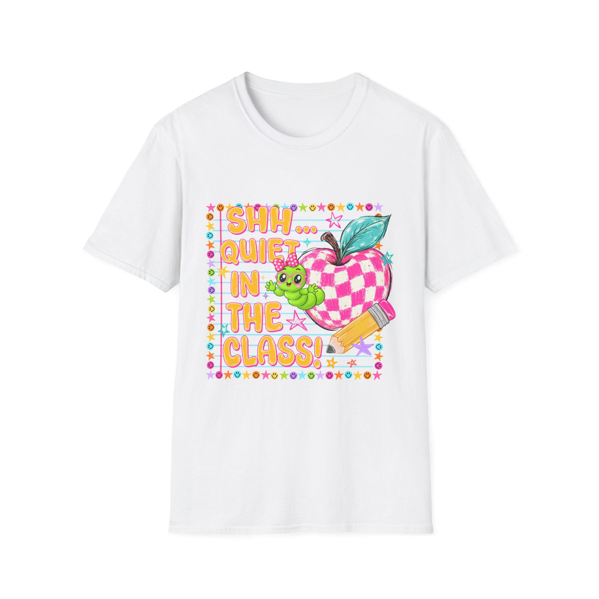 Shh! Quiet In The Class T-Shirt — Cute Classroom Apple Teacher Tee