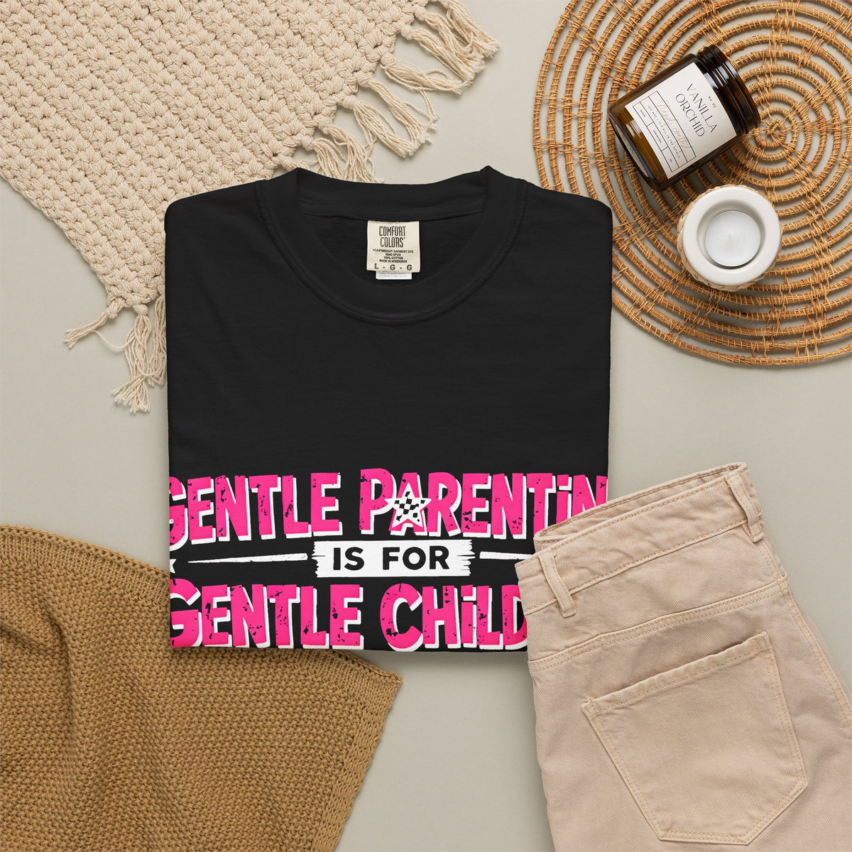“Gentle Parenting Is For Gentle Children” Graphic T-Shirt — Pink Retro Lightning Parenting Tee-Comfort colors