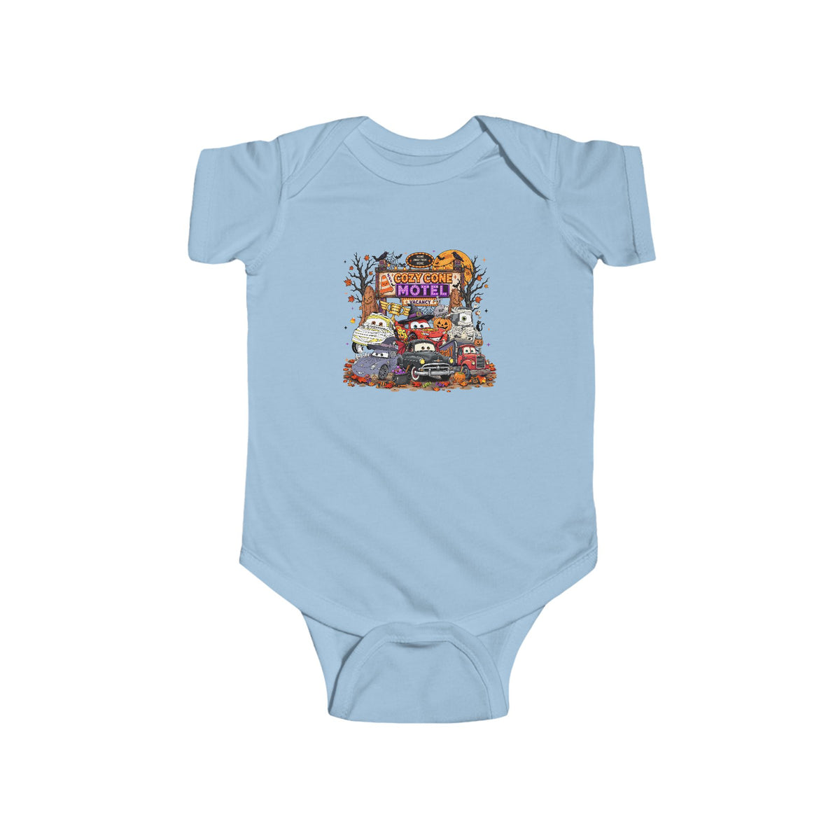 Retro Roadside Motel Infant Bodysuit — Vintage Car & Neon Sign Baby Tee