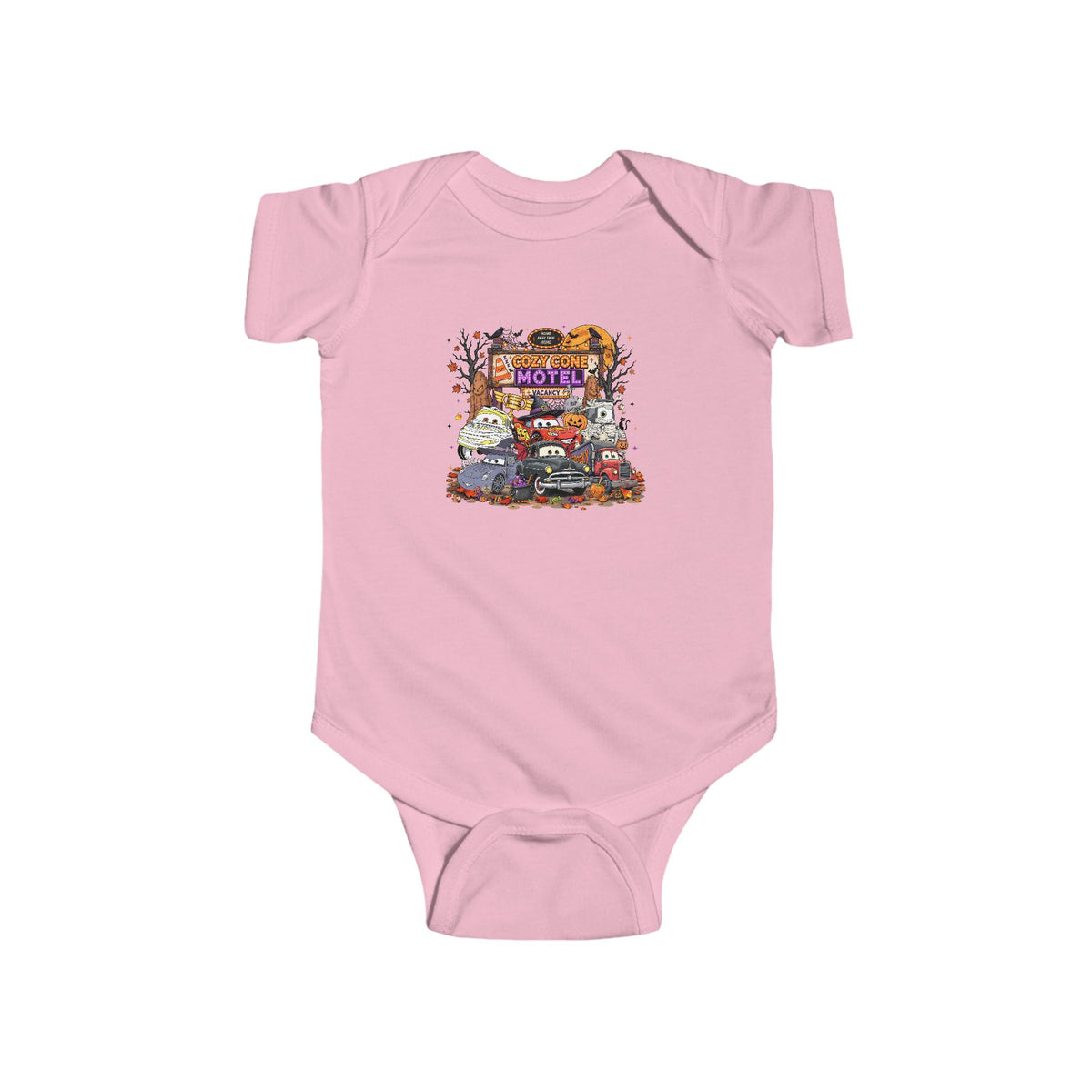 Retro Roadside Motel Infant Bodysuit — Vintage Car & Neon Sign Baby Tee