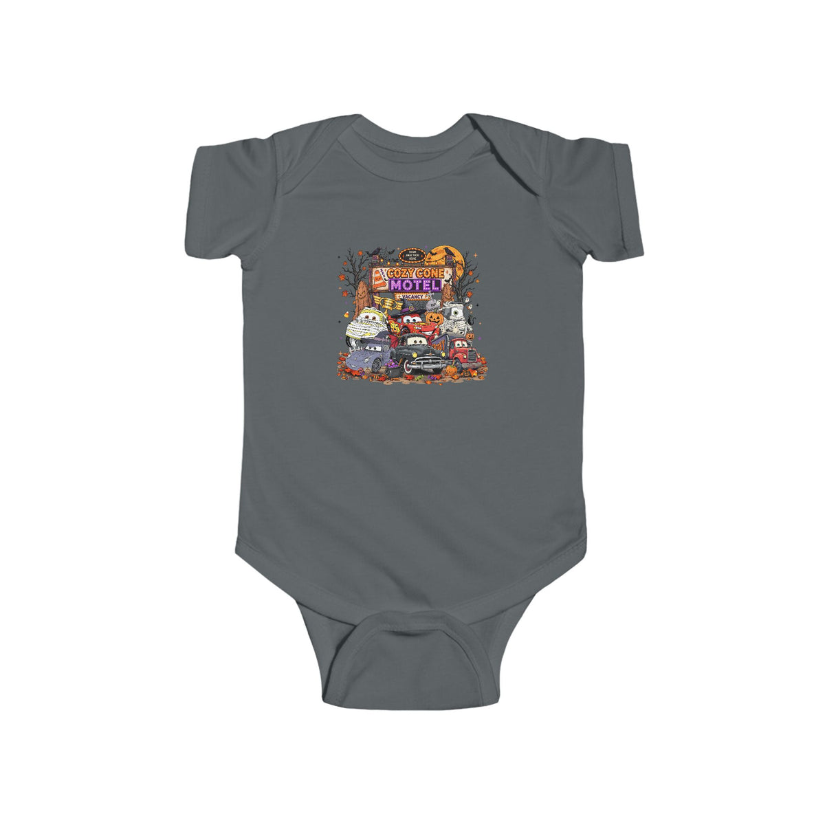 Retro Roadside Motel Infant Bodysuit — Vintage Car & Neon Sign Baby Tee
