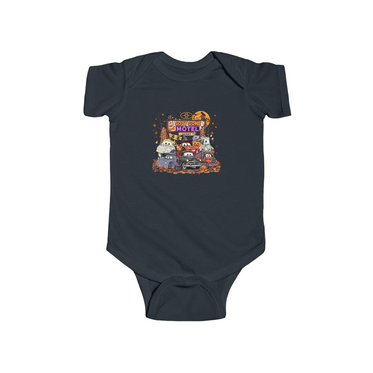 Retro Roadside Motel Infant Bodysuit — Vintage Car & Neon Sign Baby Tee