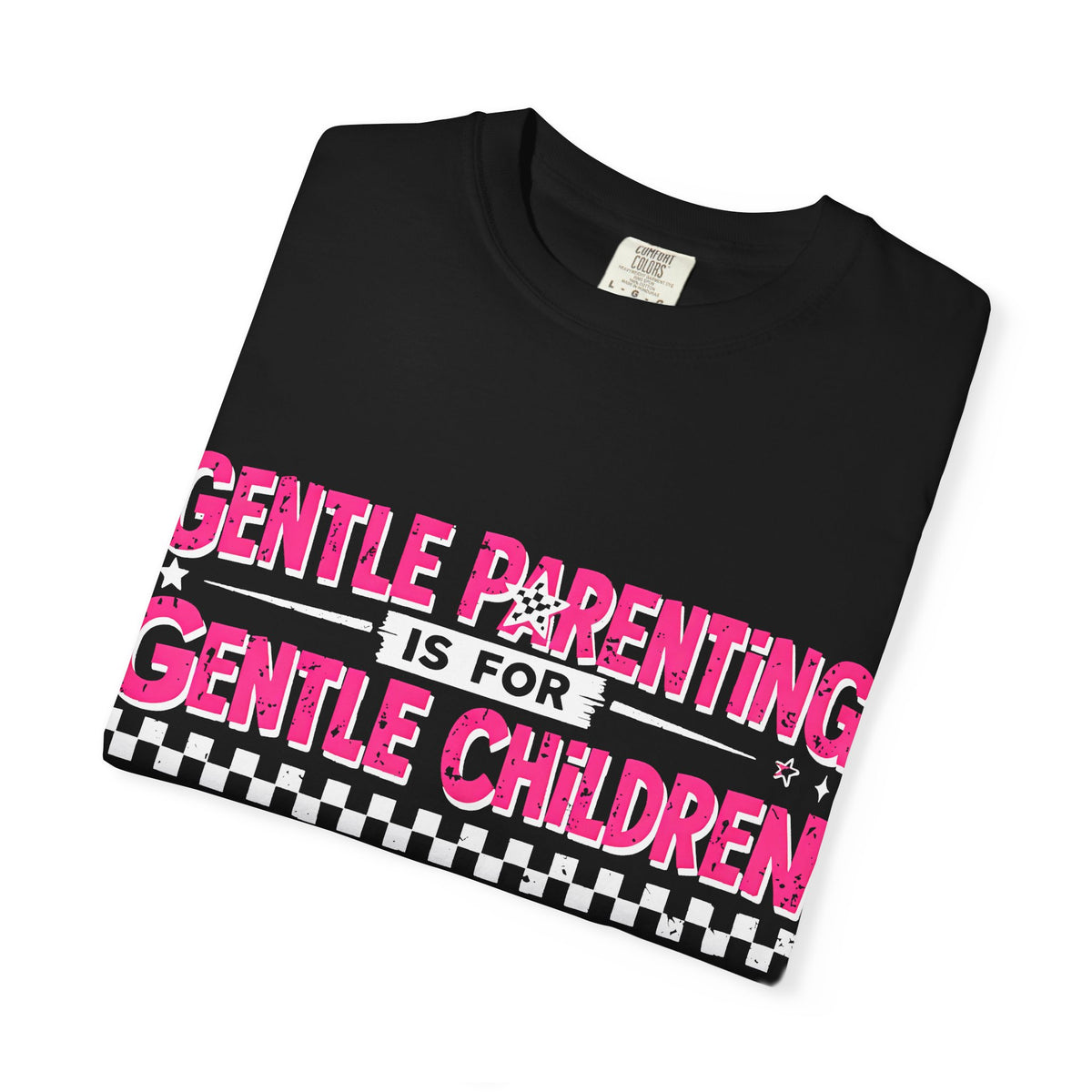“Gentle Parenting Is For Gentle Children” Graphic T-Shirt — Pink Retro Lightning Parenting Tee-Comfort colors