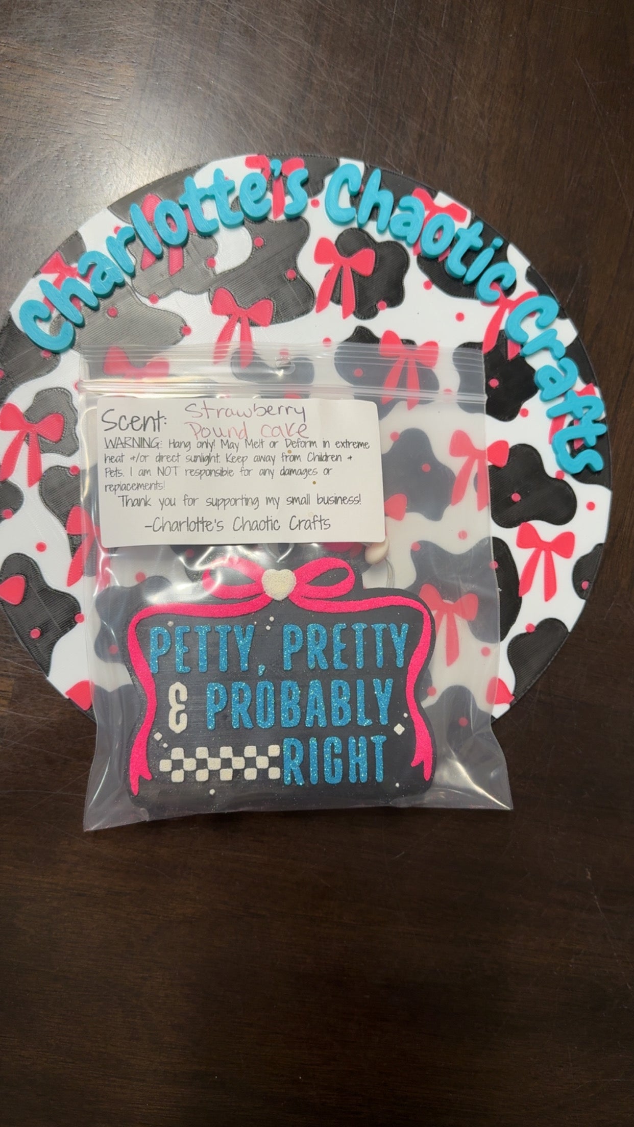 Petty, Pretty & Probably Right car freshie