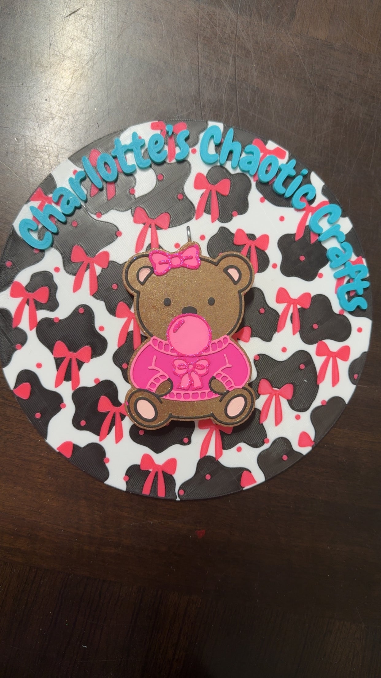 Bear with bubblegum car freshie